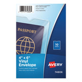 Avery® Top-Load Clear Vinyl Envelopes w/Thumb Notch, 4 x 6, Clear, 10/Pack (AVE74806) Pack of 10