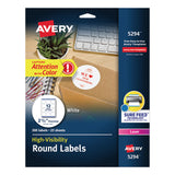 Avery® Permanent Laser Print-to-the-Edge ID Labels w/SureFeed, 2 1/2"dia, White, 300/PK (AVE5294) Pack of 300
