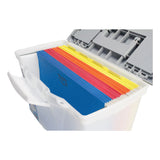Storex Portable Letter/Legal Filebox with Organizer Lid, Letter/Legal Files, 14.5" x 10.5" x 12", Clear/Silver (STX61511U01C) Each