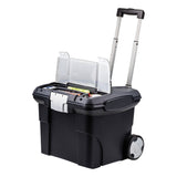 Storex Premium Mobile File Transport Box with Telescoping Handle and Organizer Tray, Letter Files, 15" x 16.38" x 14.25", Black/Gray (STX61507U01C) Each