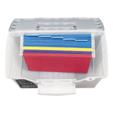 Storex Portable Letter/Legal Filebox with Organizer Lid, Letter/Legal Files, 14.5" x 10.5" x 12", Clear/Silver (STX61511U01C) Each