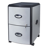 Storex Mobile Filing Cabinet with Metal Siding, 2 Letter-Size File Drawers, Silver/Black, 19" x 15" x 23" (STX61351U01C) Each