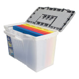 Storex Portable Letter/Legal Filebox with Organizer Lid, Letter/Legal Files, 14.5" x 10.5" x 12", Clear/Silver (STX61511U01C) Each