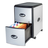 Storex Mobile Filing Cabinet with Metal Siding, 2 Letter-Size File Drawers, Silver/Black, 19" x 15" x 23" (STX61351U01C) Each