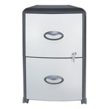 Storex Mobile Filing Cabinet with Metal Siding, 2 Letter-Size File Drawers, Silver/Black, 19" x 15" x 23" (STX61351U01C) Each