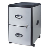 Storex Mobile Filing Cabinet with Metal Siding, 2 Letter-Size File Drawers, Silver/Black, 19" x 15" x 23" (STX61351U01C) Each