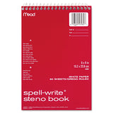 Mead® Spell-Write Wirebound Steno Pad, Gregg Rule, Randomly Assorted Cover Colors, 80 White 6 x 9 Sheets (MEA43082) Each