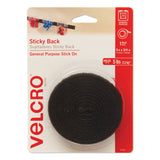 VELCRO® Brand Sticky-Back Fasteners with Dispenser, Removable Adhesive, 0.75" x 5 ft, Black (VEK90086) 1 Roll