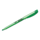BIC® Brite Liner Highlighter, Fluorescent Green Ink, Chisel Tip, Green/Black Barrel, Dozen (BICBL11GN) Set of 12