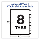 Avery® Customizable TOC Ready Index Black and White Dividers, 8-Tab, 1 to 8, 11 x 8.5, 1 Set (AVE11132) Set of 8