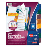 Avery® Customizable Table of Contents Ready Index Dividers with Multicolor Tabs, 8-Tab, 1 to 8, 11 x 8.5, Translucent, 1 Set (AVE11817) Set of 8