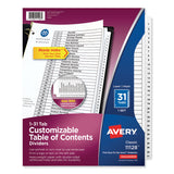 Avery® Customizable TOC Ready Index Black and White Dividers, 31-Tab, 1 to 31, 11 x 8.5, 1 Set (AVE11128) Set of 31