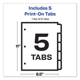 Avery® Customizable Print-On Dividers, 3-Hole Punched, 5-Tab, 11 x 8.5, White, 1 Set (AVE11511) Set of 5