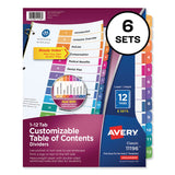Avery® Customizable TOC Ready Index Multicolor Tab Dividers, 12-Tab, 1 to 12, 11 x 8.5, White, Traditional Color Tabs, 6 Sets (AVE11196) 6 Sets of 10