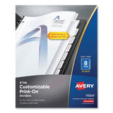 Avery® Customizable Print-On Dividers, 3-Hole Punched, 8-Tab, 11 x 8.5, White, 25 Sets (AVE11554) Box of 25