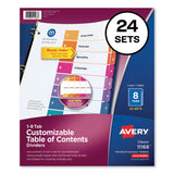 Avery® Customizable TOC Ready Index Multicolor Tab Dividers, Uncollated, 8-Tab, 1 to 8, 11 x 8.5, White, 24 Sets (AVE11168) Box of 24