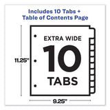 Avery® Customizable TOC Ready Index Multicolor Tab Dividers, Extra Wide Tabs, 10-Tab, 1 to 10, 11 x 9.25, White, 1 Set (AVE11165) Each