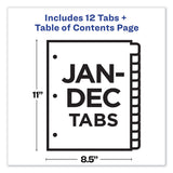 Avery® Customizable TOC Ready Index Multicolor Tab Dividers, 12-Tab, Jan. to Dec., 11 x 8.5, White, Traditional Color Tabs, 1 Set (AVE11127) Set of 12