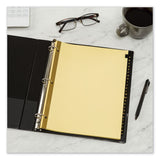 Avery® Preprinted Black Leather Tab Dividers w/Gold Reinforced Edge, 25-Tab, A to Z, 11 x 8.5, Buff, 1 Set (AVE11350) Set of 25