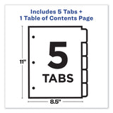 Avery® Customizable TOC Ready Index Multicolor Tab Dividers, 5-Tab, 1 to 5, 11 x 8.5, White, Traditional Color Tabs, 1 Set (AVE11131) Each