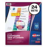 Avery® Customizable TOC Ready Index Multicolor Tab Dividers, Uncollated, 10-Tab, 1 to 10, 11 x 8.5, White, 24 Sets (AVE11169) Box of 24
