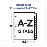 Avery® Durable Preprinted Plastic Tab Dividers, 12-Tab, A to Z, 11 x 8.5, Assorted, 1 Set (AVE11330) 1 Set