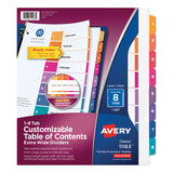 Avery® Customizable TOC Ready Index Multicolor Tab Dividers, Extra Wide Tabs, 8-Tab, 1 to 8, 11 x 9.25, White, 1 Set (AVE11163) Set of 8