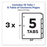 Avery® Customizable Table of Contents Ready Index Dividers with Multicolor Tabs, 5-Tab, 1 to 5, 11 x 8.5, White, 3 Sets (AVE11080) Pack of 3