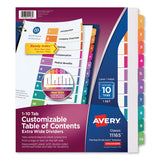Avery® Customizable TOC Ready Index Multicolor Tab Dividers, Extra Wide Tabs, 10-Tab, 1 to 10, 11 x 9.25, White, 1 Set (AVE11165) Each