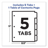 Avery® Customizable Table of Contents Ready Index Dividers with Multicolor Tabs, 5-Tab, 1 to 5, 11 x 8.5, Translucent, 1 Set (AVE11816) Set of 5