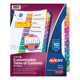 Avery® Customizable TOC Ready Index Multicolor Tab Dividers, 10-Tab, 1 to 10, 11 x 8.5, White, Traditional Color Tabs, 1 Set (AVE11135) Set of 10