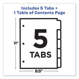 Avery® Customizable TOC Ready Index Black and White Dividers, 5-Tab, 1 to 5, 11 x 8.5, 1 Set (AVE11130) Set of 5