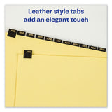 Avery® Preprinted Black Leather Tab Dividers w/Gold Reinforced Edge, 12-Tab, Jan. to Dec., 11 x 8.5, Buff, 1 Set (AVE11351) Set of 12