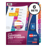 Avery® Customizable TOC Ready Index Multicolor Tab Dividers, 8-Tab, 1 to 8, 11 x 8.5, White, Traditional Color Tabs, 6 Sets (AVE11186) 6 Sets of 10