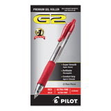 Pilot® G2 Premium Gel Pen Convenience Pack, Retractable, Extra-Fine 0.38 mm, Red Ink, Smoke/Red Barrel (PIL31279) 1 Dozen