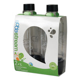 SodaStream® Carbonating Bottle Twin Pack, Plastic, 33 oz, Clear/Black (PEP1042221010) Each