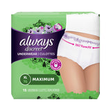 Always® Discreet Female Adult Absorbent Underwear Pull On with Tear Away Seams X-Large Disposable Heavy Absorbency (928384_PK) 15/PK
