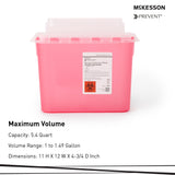 McKesson Prevent® Sharps Container Red Base 11 H X 12 W X 4-3/4 D Inch Horizontal Entry 1.35 Gallon (854862_EA) 1/EA