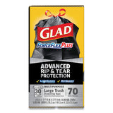 Glad® ForceFlexPlus Drawstring Large Trash Bags, 30 gal, 1.05 mil, 30" x 32", Black, 70/Box (CLO70358) Box of 70