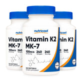 nutricost® Dietary Supplement Vitamin K2 MK-7 100 mcg Strength Softgel 240 Per Bottle (1270244_BT) 1/BT