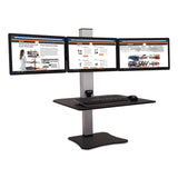 Victor® High Rise Electric Triple Monitor Standing Desk Workstation, 28 x 23 x 20, Black/Aluminum, Ships in 1-3 Business Days (VCTDC475) Each