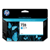 HP HP 728, (F9J67A) Cyan Original Ink Cartridge (HEWF9J67A) Each