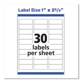 Avery® Easy Peel White Address Labels w/ Sure Feed Technology, Inkjet Printers, 1 x 2.63, White, 30/Sheet, 25 Sheets/Pack (AVE8160) Pack of 750