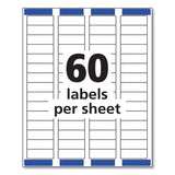 Avery® Easy Peel White Address Labels w/ Sure Feed Technology, Laser Printers, 0.66 x 1.75, White, 60/Sheet, 100 Sheets/Pack (AVE5155) Pack of 6000