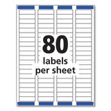 Avery® Easy Peel White Address Labels w/ Sure Feed Technology, Laser Printers, 0.5 x 1.75, White, 80/Sheet, 100 Sheets/Box (AVE5167) Box of 8000