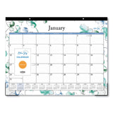 Blue Sky® Lindley Desk Pad, Floral Artwork, 22 x 17, White/Blue/Green Sheets, Black Binding, Clear Corners, 12-Month (Jan to Dec): 2025 (BLS100018) Each