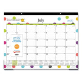 Blue Sky® Teacher Dots Academic Desk Pad, 22 x 17, Black Binding, Clear Corners, 12-Month (July to June): 2025 to 2026 (BLS105496) Each