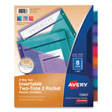 Avery® Big Tab Insertable Two-Pocket Plastic Dividers, 8-Tab, 11.13 x 9.25, Assorted, 1 Set (AVE11983) Each
