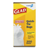 Glad® Tall Kitchen Quick-Tie Bags, 13 gal, 0.66 mil, 23.75" x 28", White, 200/Box (CLO15931) Box of 200
