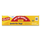 Glad® Tall Kitchen Quick-Tie Bags, 13 gal, 0.66 mil, 23.75" x 28", White, 200/Box (CLO15931) Box of 200